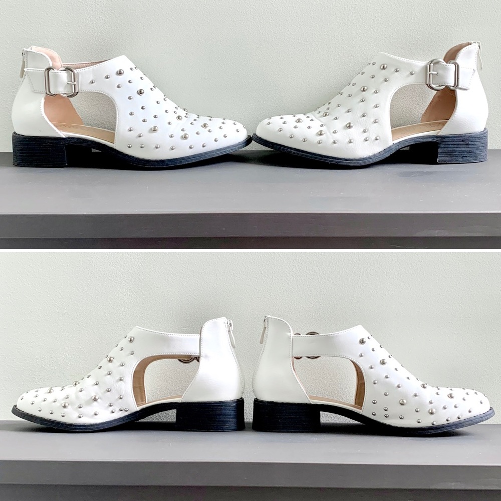 White studded booties